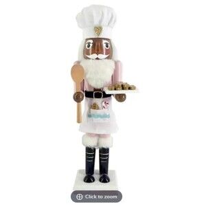 Wooden Christmas Nutcracker,15"AFRICAN AMERICAN BAKERY CHEF W/SPOON &COOKIES,ATH